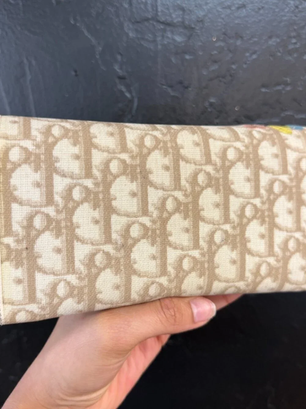 Christian Dior Vintage Diorissimo Floral Embroidered Canvas Continental Wallet